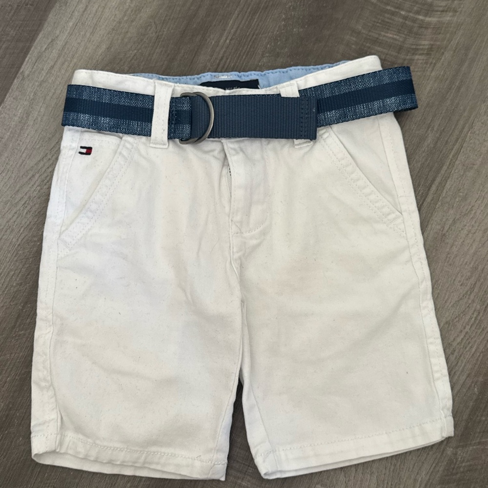 Tommy Hilfiger White Boys Shorts with Blue Belt